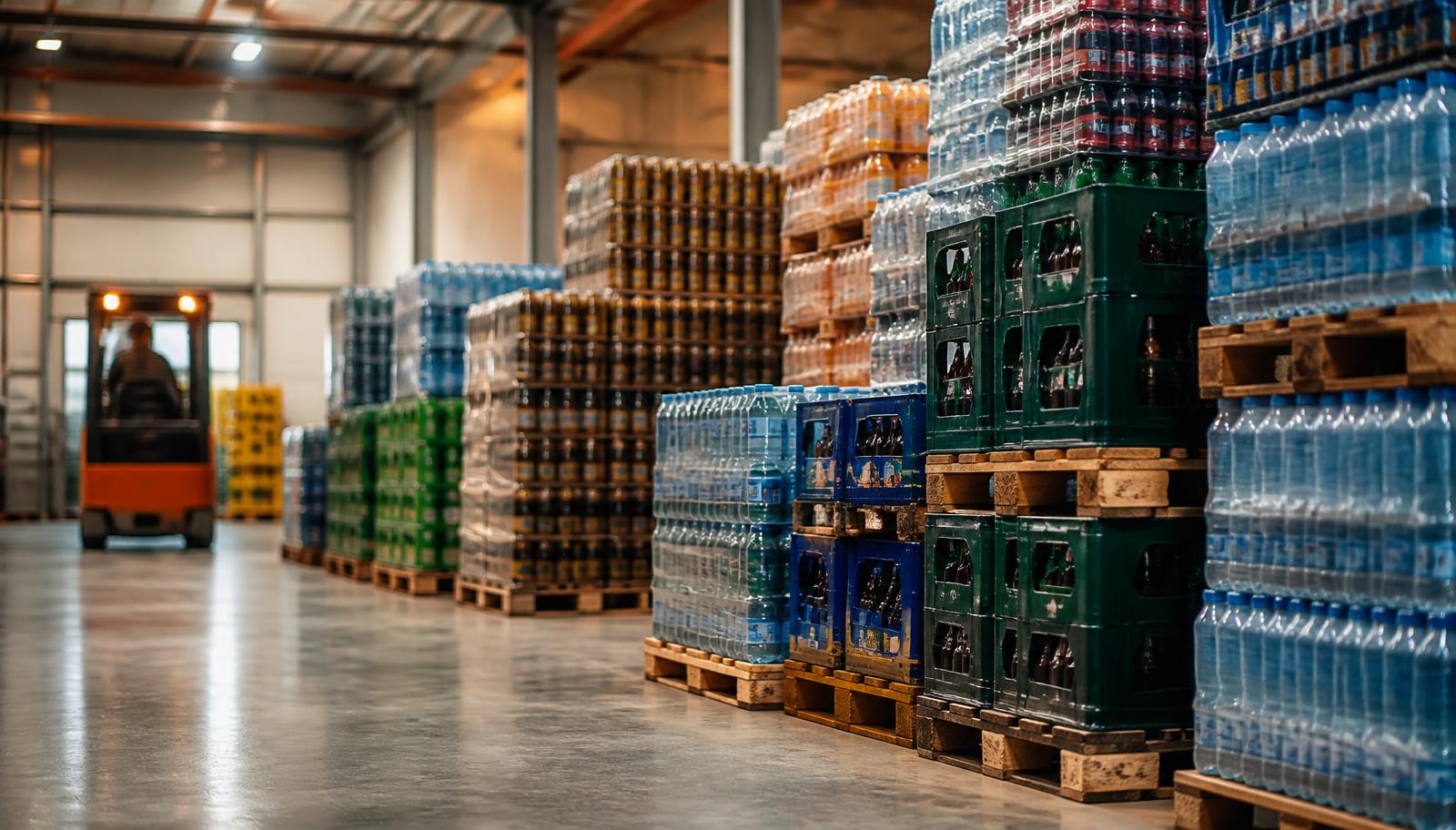 Distribuidora de bebidas preparando a reposição de um estabelecimento